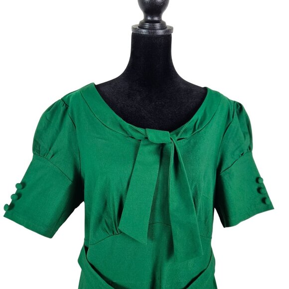 MUXXN Womens Vintage 1950s Midi Crew Neck Bodycon Dress Green Size XXL Stunning - Picture 7 of 13